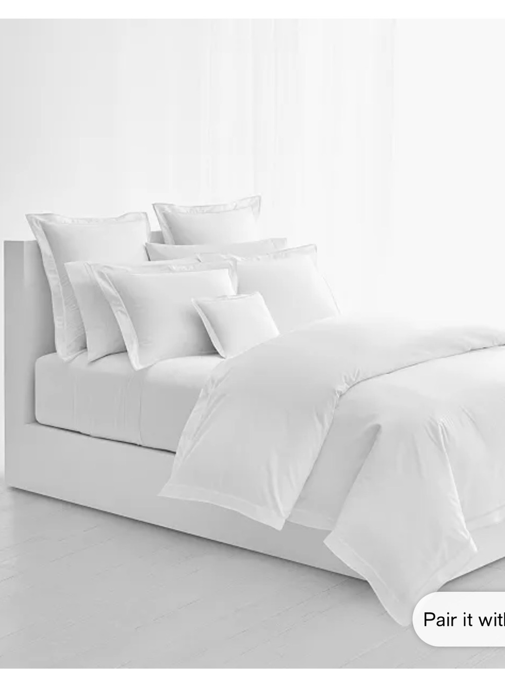 New Sateen Border Duvet Cover, Full/Queen Classic White Retail $330